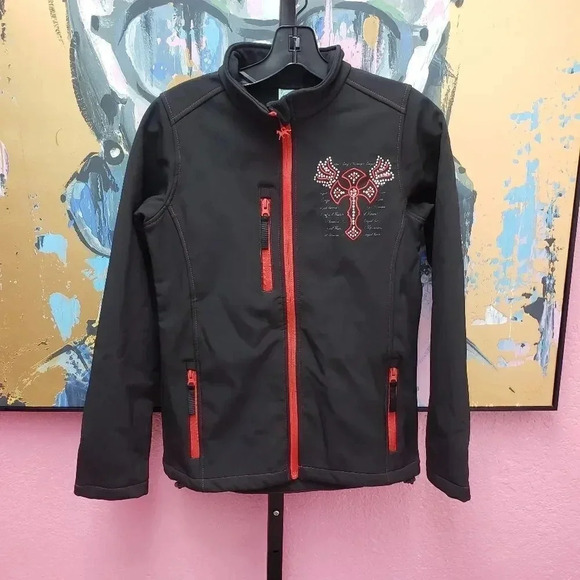 Cowgirl Hardware Black Jacket w/Embellished Cross - Picture 1 of 7